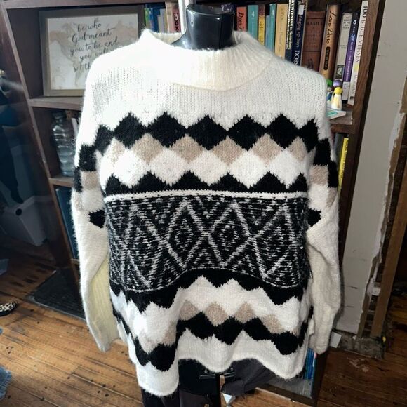 Elan Rock soft oversized L pullover striped triangle sweater - Picture 2 of 5